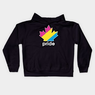 Pansexual Pride Maple Leaf - White font Kids Hoodie